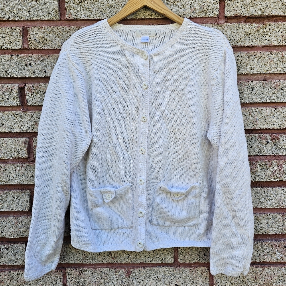 Christopher & Banks - Women's Cream Button-Up Sweater